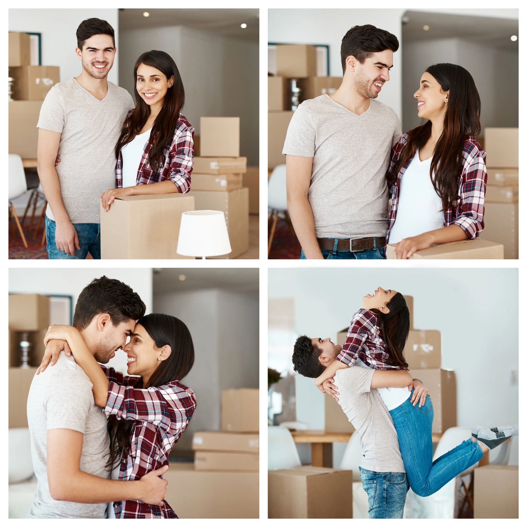 Couple standing together during a move